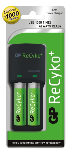 Nabíječka GP AR04GS + 2x GP85AAAHC (850 mAh) ReCyko+, 1604204000