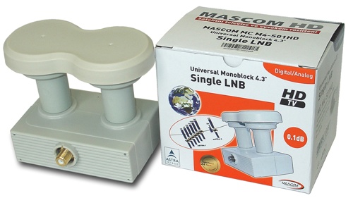 Konvertor LNB Mascom MonoBlock Single, 1 účastník / 2 družice