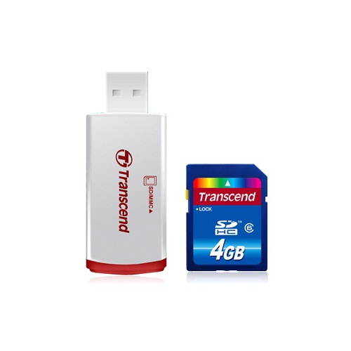 Paměťová karta TRANSCEND 4GB SDHC with Card Reader